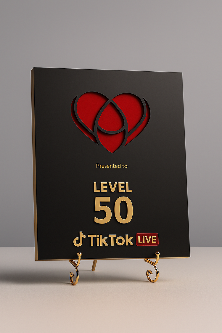 Premium Level 50 Custom Aluminum Plaque – Red Heart Edition - mariaestalocashop
