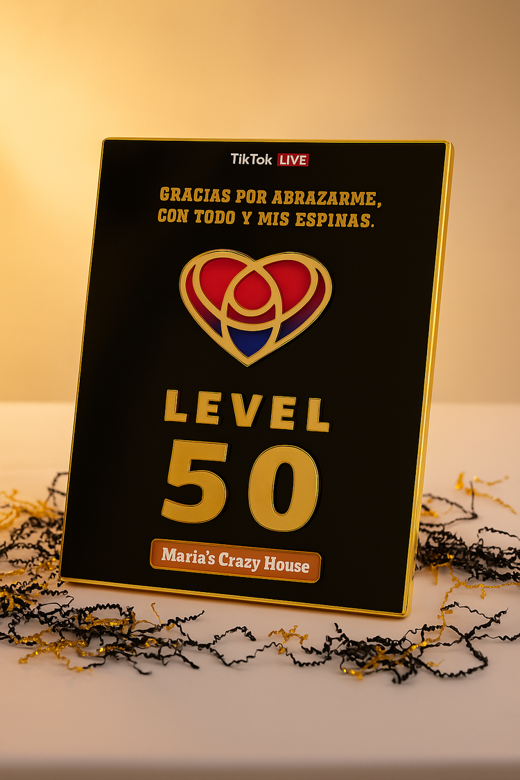 Handcrafted Level 50 Acrylic Plaque – Fully Custom Message - mariaestalocashop