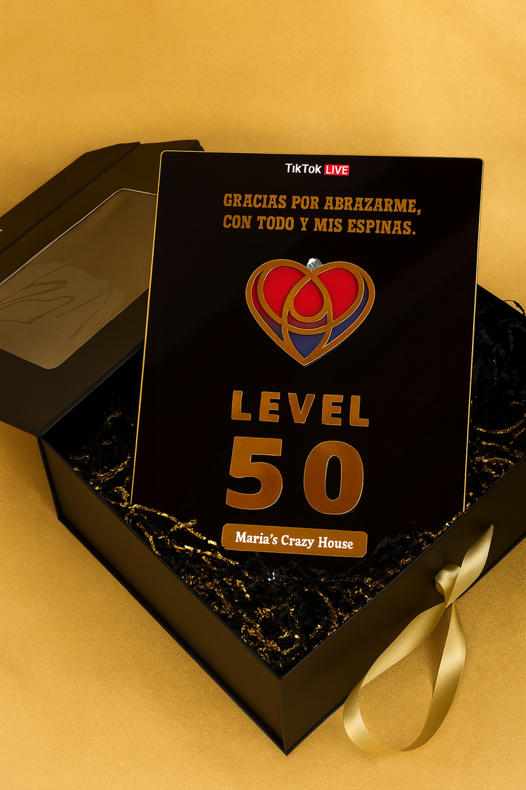 Handcrafted Level 50 Acrylic Plaque – Fully Custom Message - mariaestalocashop