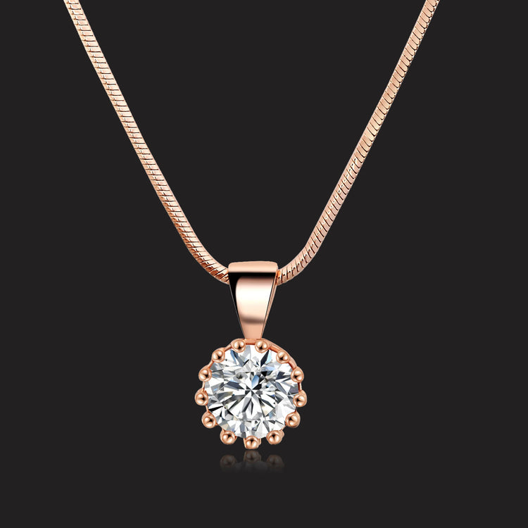 Unique Cubic Zirconia Pendants Necklaces For Women Crystal Gold Color Crown Chain Necklaces Fashion Jewelry For Female DFN390 - mariaestalocashop