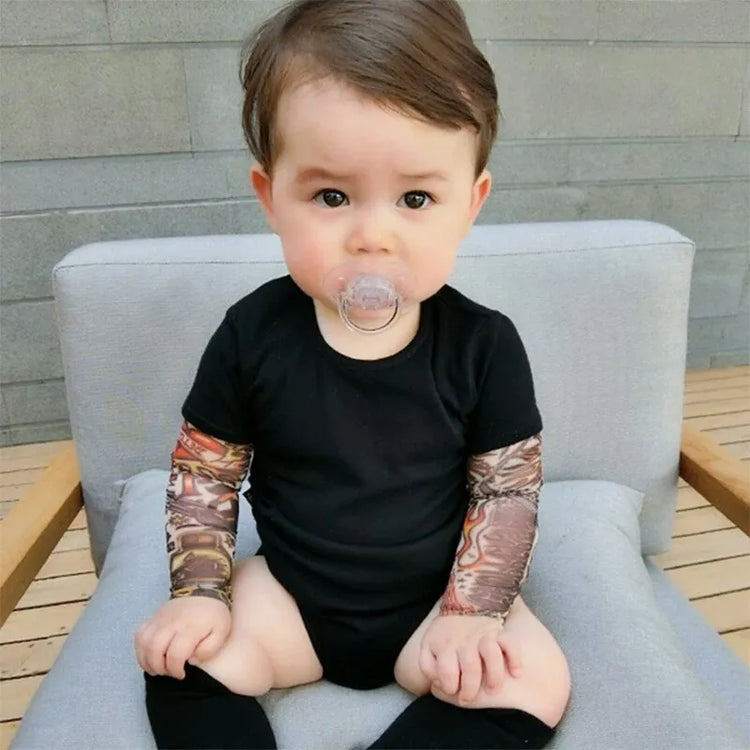 Baby Bodysuit Boys Girls Tattoo Printed Patchwork Jumpsuit Newborn Costume Casual Outfits Toddler Infant Kids Clothes Bodysuits - mariaestalocashop