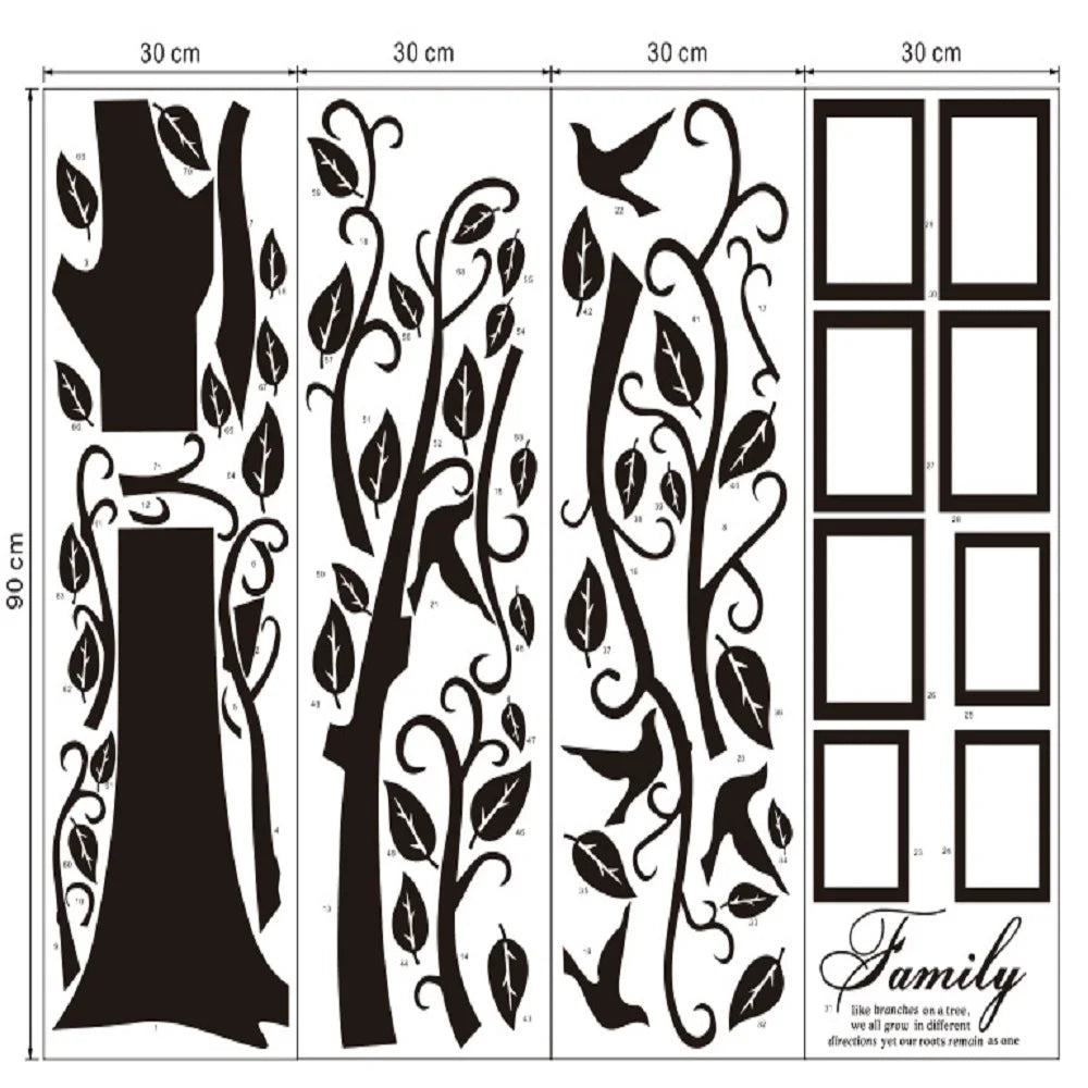 Free Shipping:Large 200*250Cm/79*99in Black 3D DIY Photo Tree PVC Wall