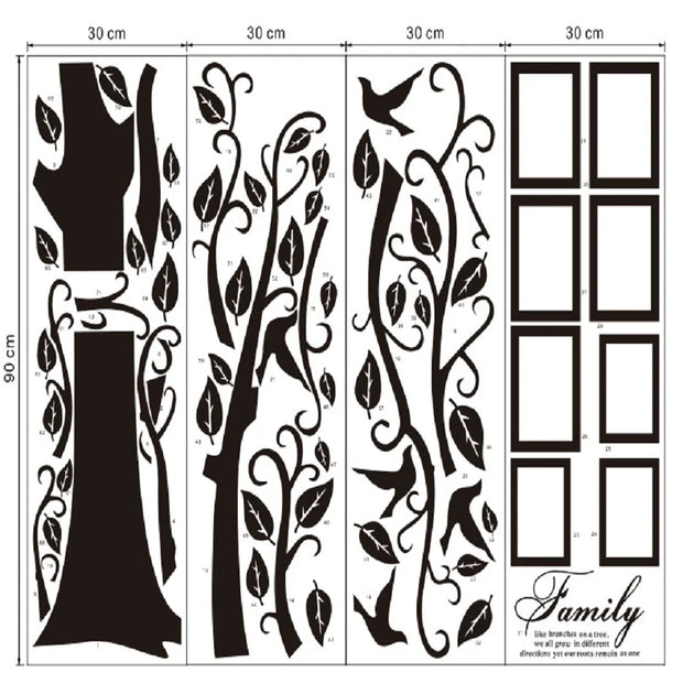 Free Shipping:Large 200*250Cm/79*99in Black 3D DIY Photo Tree PVC Wall