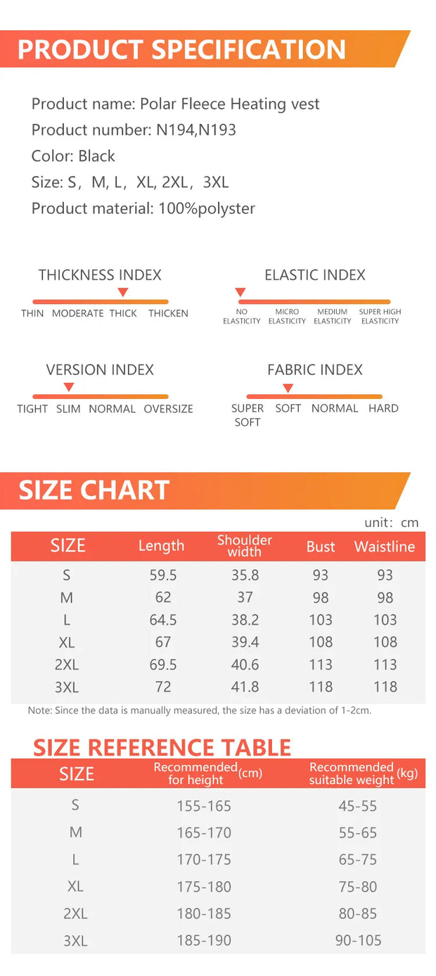 Heating vest men and women winter jacket Warm Electric Thermal Waistco