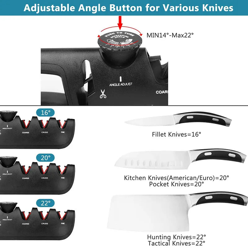 Knife Sharpener Angle Adjustable 4 Stages Scissors Sharpening stone Professional Kitchen Grinder knives Whetstone Sharpener Tool - mariaestalocashop