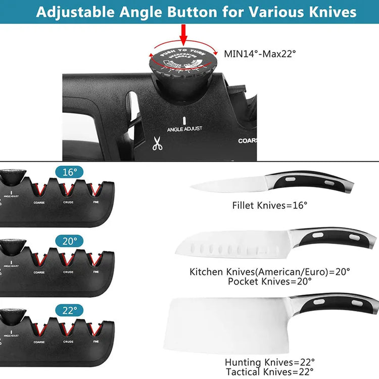 Knife Sharpener Angle Adjustable 4 Stages Scissors Sharpening stone Professional Kitchen Grinder knives Whetstone Sharpener Tool - mariaestalocashop
