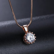 Unique Cubic Zirconia Pendants Necklaces For Women Crystal Gold Color Crown Chain Necklaces Fashion Jewelry For Female DFN390