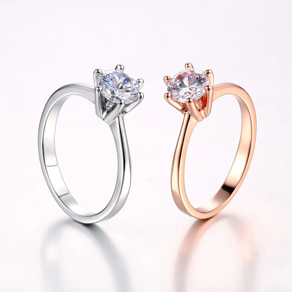 Female Jewellry Silver Color Ring 6 Clows Zirconia Ring With Stone Jewelry Wholesale R013 - mariaestalocashop