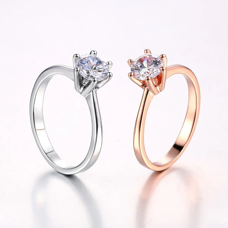 Female Jewellry Silver Color Ring 6 Clows Zirconia Ring With Stone Jewelry Wholesale R013 - mariaestalocashop