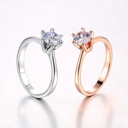 Female Jewellry Silver Color Ring 6 Clows Zirconia Ring With Stone Jewelry Wholesale R013