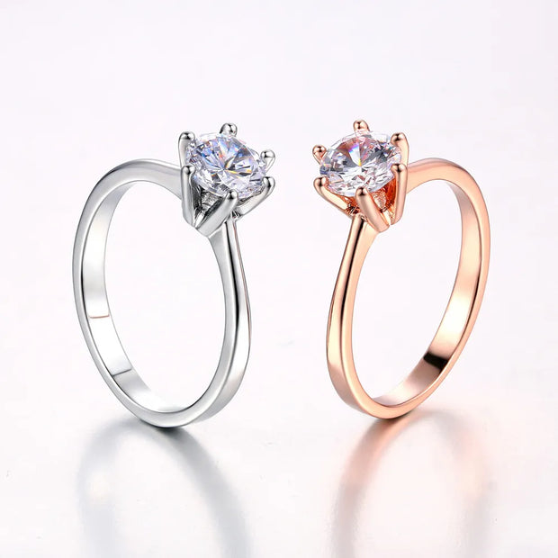Female Jewellry Silver Color Ring 6 Clows Zirconia Ring With Stone Jewelry Wholesale R013