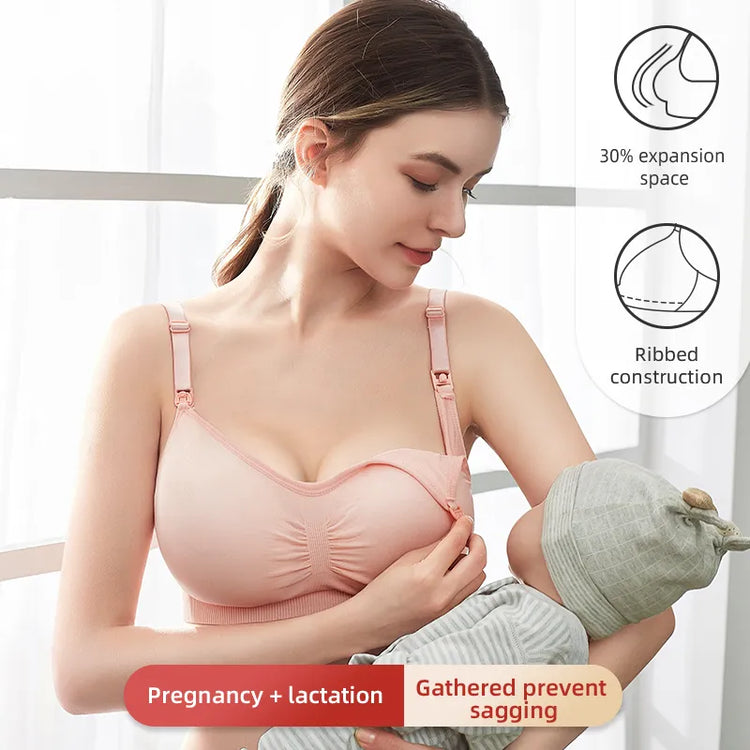 Nursing Bra Breathable Women Breastfeeding Underwear Seamless Maternity Bra Push Up - mariaestalocashop