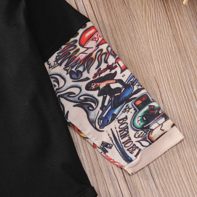Baby Bodysuit Boys Girls Tattoo Printed Patchwork Jumpsuit Newborn Costume Casual Outfits Toddler Infant Kids Clothes Bodysuits - mariaestalocashop