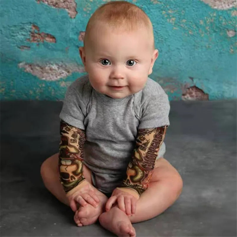 Baby Bodysuit Boys Girls Tattoo Printed Patchwork Jumpsuit Newborn Costume Casual Outfits Toddler Infant Kids Clothes Bodysuits - mariaestalocashop