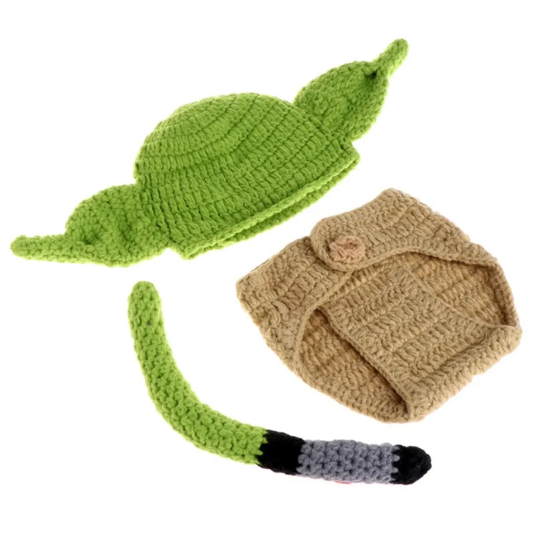 D7YD Baby Photo Props For Yoda Master Wool Knitted Children Photo Clot