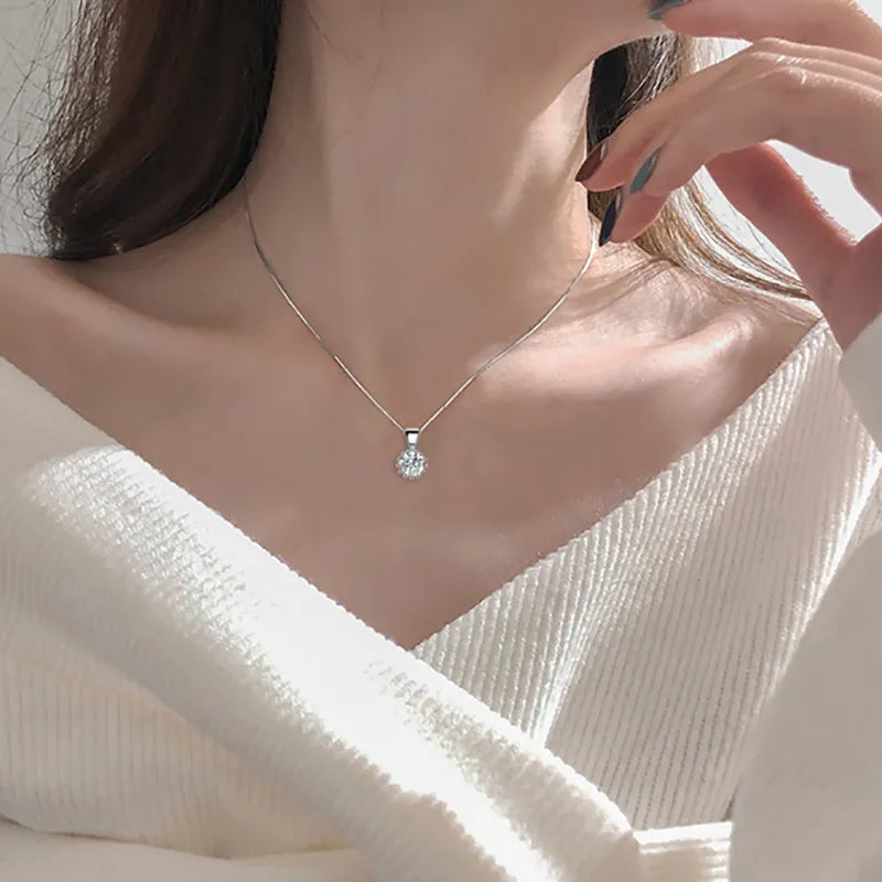 Unique Cubic Zirconia Pendants Necklaces For Women Crystal Gold Color Crown Chain Necklaces Fashion Jewelry For Female DFN390 - mariaestalocashop