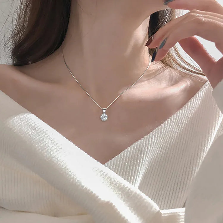 Unique Cubic Zirconia Pendants Necklaces For Women Crystal Gold Color Crown Chain Necklaces Fashion Jewelry For Female DFN390 - mariaestalocashop