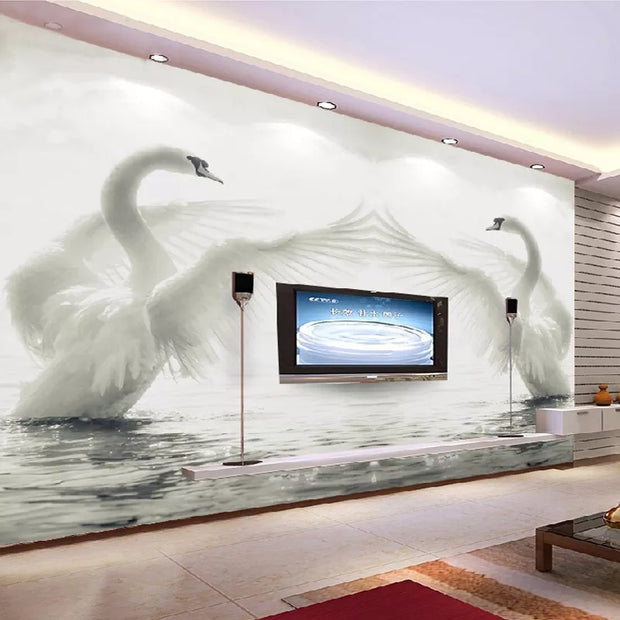 Custom 3D Wall Mural Wallpaper Roll Romantic Swan Living Room Bedroom 