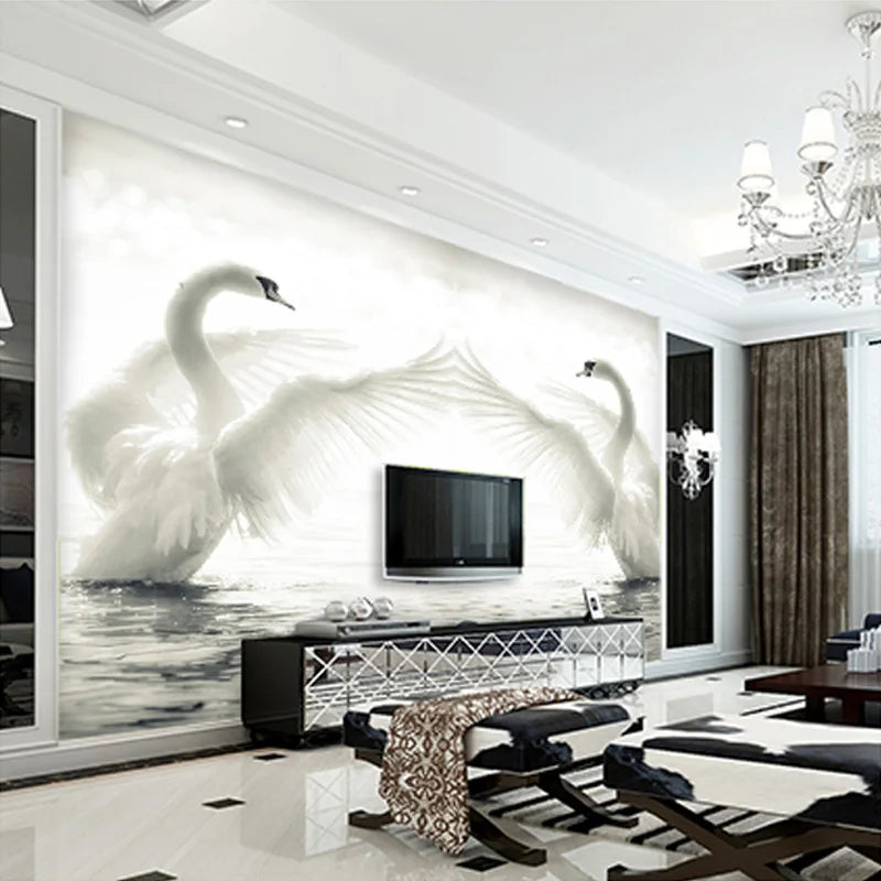 Custom 3D Wall Mural Wallpaper Roll Romantic Swan Living Room Bedroom 