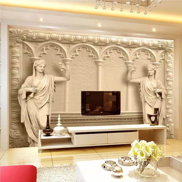 Modern Home Decor Custom 3D Mural Wallpaper Backdrop European Sculptur