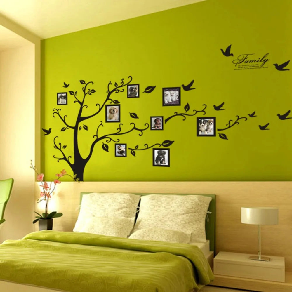Free Shipping:Large 200*250Cm/79*99in Black 3D DIY Photo Tree PVC Wall