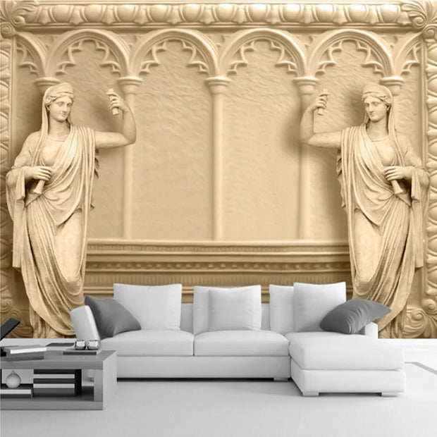 Modern Home Decor Custom 3D Mural Wallpaper Backdrop European Sculptur