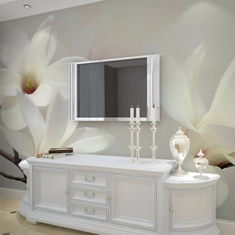 Custom 3D Photo Wallpaper Scenery For Walls 3D Magnolia Pattern Mural 