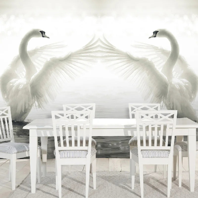 Custom 3D Wall Mural Wallpaper Roll Romantic Swan Living Room Bedroom 