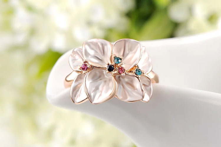 Trendy Colorful Flower Ring with AAA Rhinestone Fashion Jewelry for Women Best Christmas Gift L2010228290 - mariaestalocashop