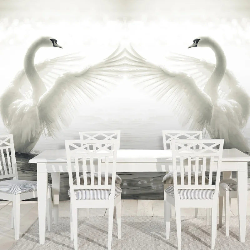 Custom 3D Wall Mural Wallpaper Roll Romantic Swan Living Room Bedroom 
