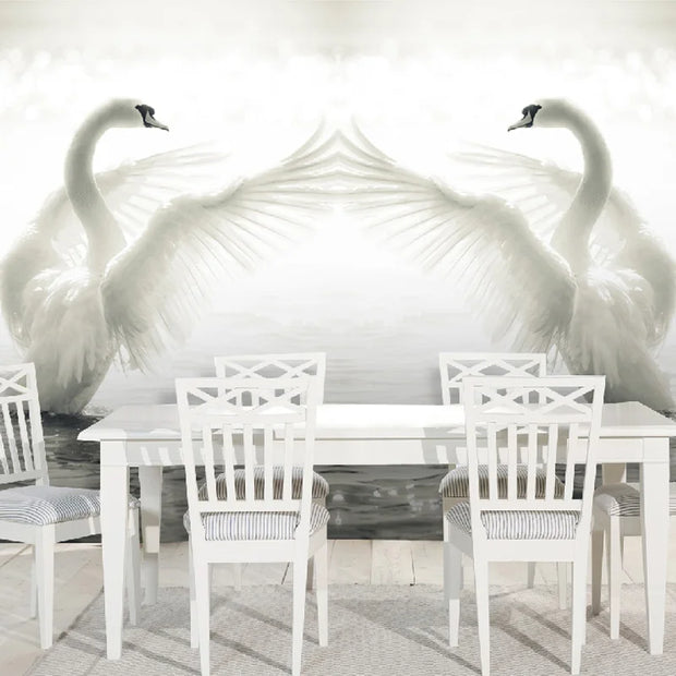 Custom 3D Wall Mural Wallpaper Roll Romantic Swan Living Room Bedroom 