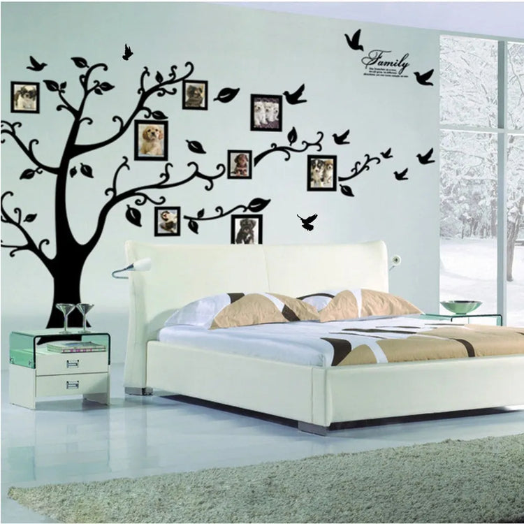 Free Shipping:Large 200*250Cm/79*99in Black 3D DIY Photo Tree PVC Wall