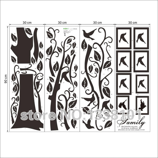 Free Shipping:Large 200*250Cm/79*99in Black 3D DIY Photo Tree PVC Wall
