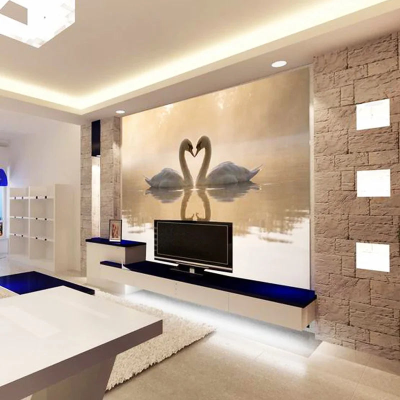 Custom 3D Wall Mural Wallpaper Roll Romantic Swan Living Room Bedroom 