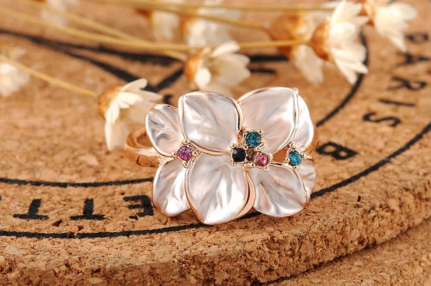 Trendy Colorful Flower Ring with AAA Rhinestone Fashion Jewelry for Women Best Christmas Gift L2010228290