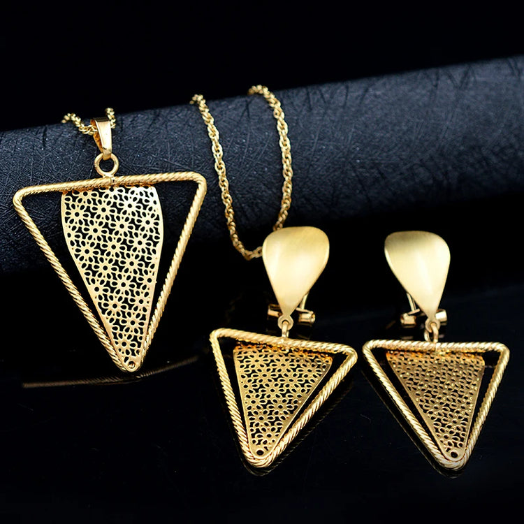 Women Necklace Earrings Pendant Jewelry Sets For Party Wedding Engagement Jewelry - mariaestalocashop