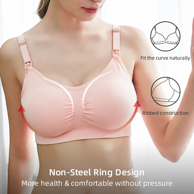 Nursing Bra Breathable Women Breastfeeding Underwear Seamless Maternity Bra Push Up - mariaestalocashop