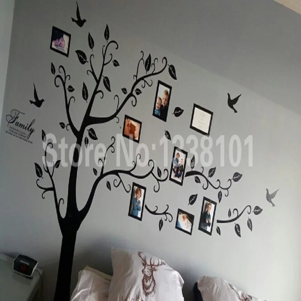 Free Shipping:Large 200*250Cm/79*99in Black 3D DIY Photo Tree PVC Wall