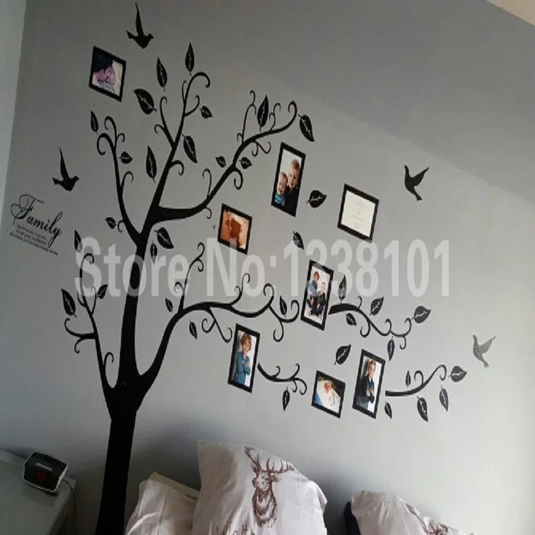 Free Shipping:Large 200*250Cm/79*99in Black 3D DIY Photo Tree PVC Wall