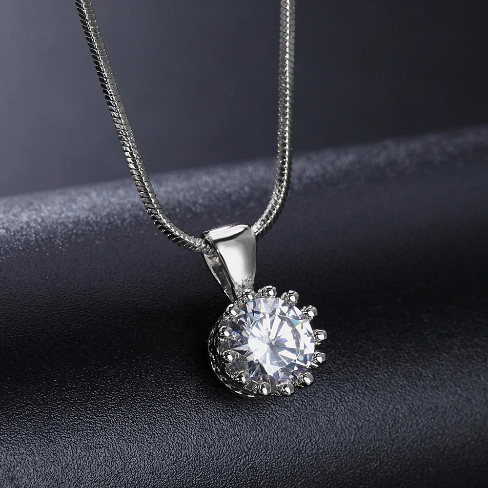 Unique Cubic Zirconia Pendants Necklaces For Women Crystal Gold Color Crown Chain Necklaces Fashion Jewelry For Female DFN390 - mariaestalocashop