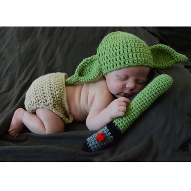D7YD Baby Photo Props For Yoda Master Wool Knitted Children Photo Clot