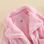 Winter Toddler Kids Soft Warm Flannel Bathrobe Solid Color Leopard Print Pocket Robe Pajamas Bath Towels with Belt for Girls Boy