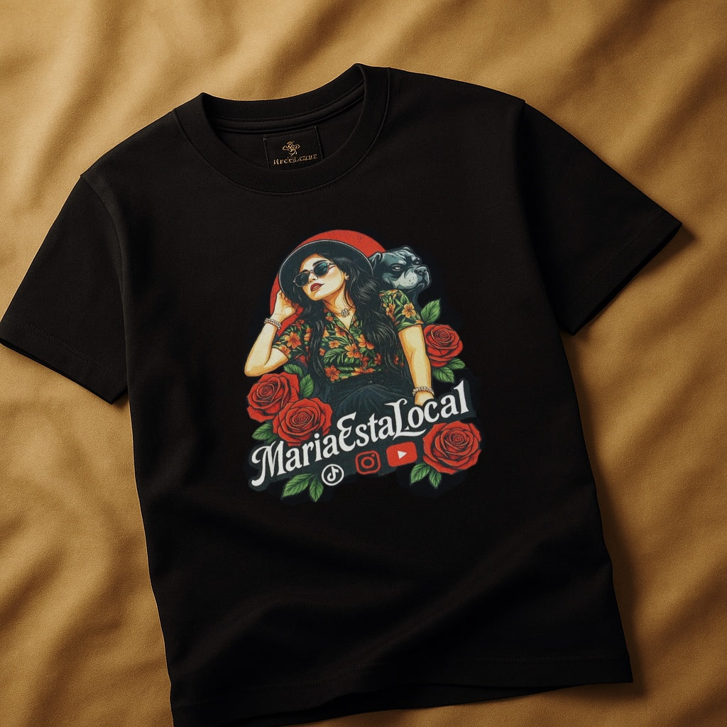 Latina Streetwear with Roses & Bulldog Design - mariaestalocashop