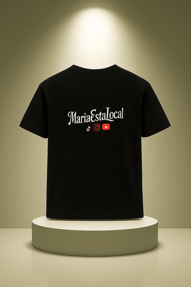 MariaEstaLocal Graphic T-Shirt – Latina Streetwear with Roses & Bulldog Design