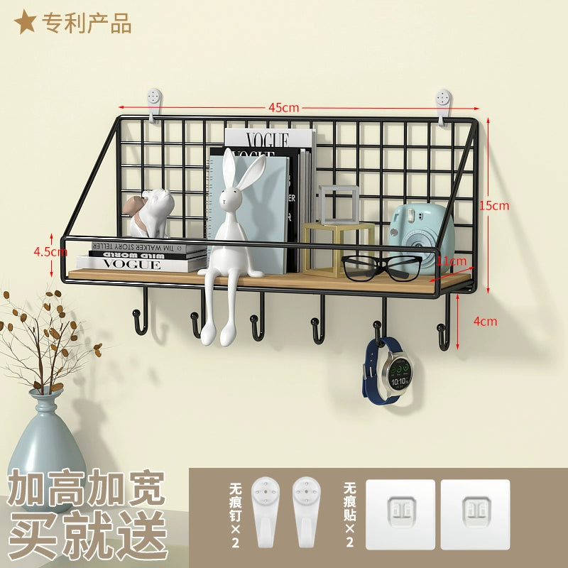 Wall-Mounted Storage Rack Punch-Free Bedroom Bedside Dormitory Storage