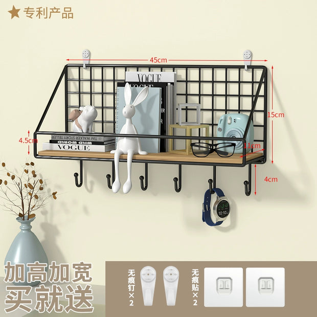 Wall-Mounted Storage Rack Punch-Free Bedroom Bedside Dormitory Storage