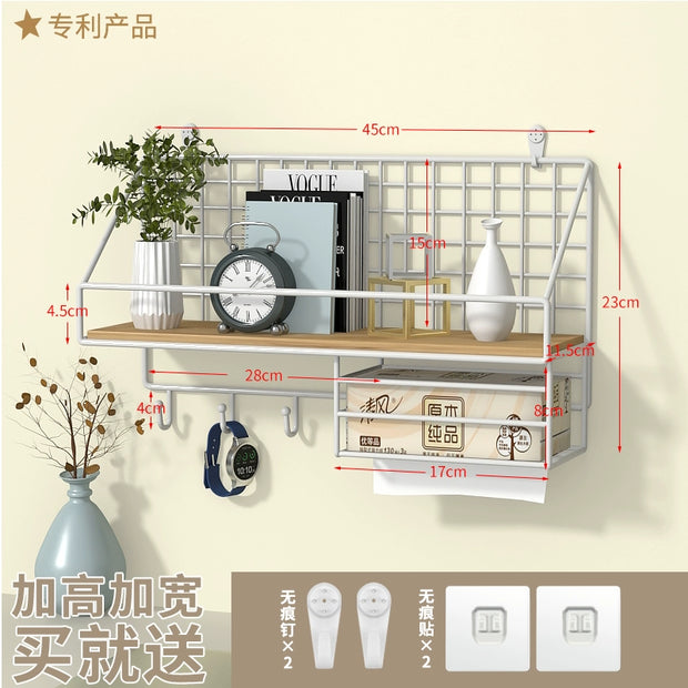Wall-Mounted Storage Rack Punch-Free Bedroom Bedside Dormitory Storage