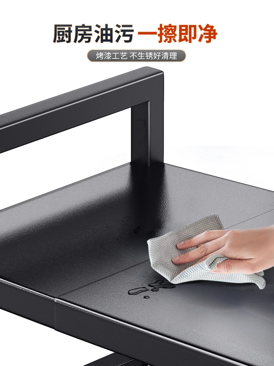 Retractable Kitchen Shelf Microwave Oven Shelf Household Countertop Desktop Double-Layer Rice Cooker Oven Storage Bracket - mariaestalocashop