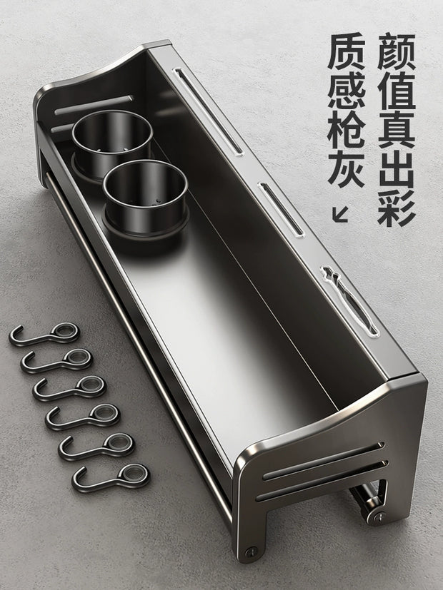 Kitchen Rack Punch-free Stainless Steel Household Wall-Mounted Seasoning Chopsticks Knife Holder Supplies Complete Storage Rack