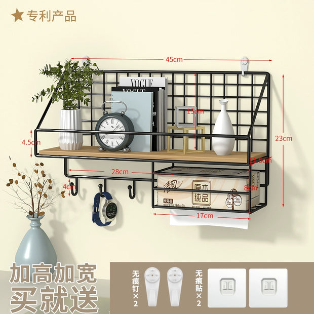 Wall-Mounted Storage Rack Punch-Free Bedroom Bedside Dormitory Storage